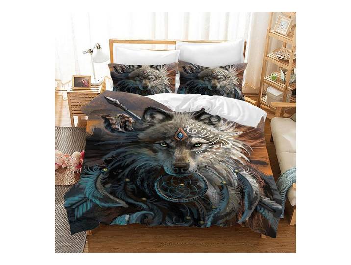 LuxusKollektion Jugendbettwäsche Bettwäsche Wolf 135x200 3D Tiermuster Jungen