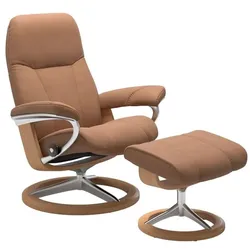 Stressless Sessel mit Hocker Consul Signature Leder Braun Batick Latte S (Small)