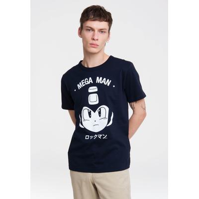 T-Shirt LOGOSHIRT "Mega-Man Gesicht", Herren, Gr. XXL, blau, 100% Baumwolle, bedruckt, normal, Rundhals, Shirts T-Shirt, mit Mega Man-Print