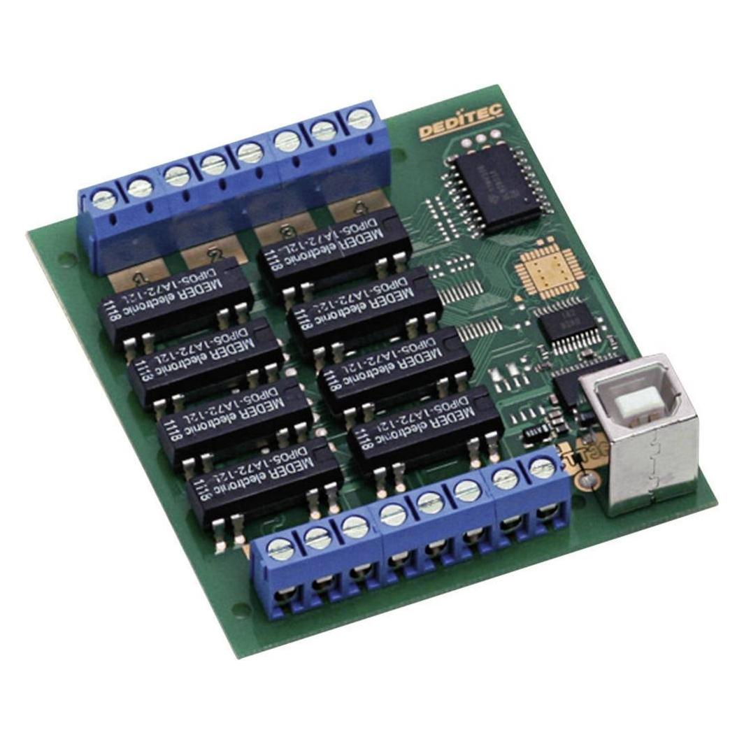 Deditec Kompakte USB-Module Digital Ausgänge 8 Relais Montageart Schraubbar Schnittstelle(n) USB (USB-RELAIS-8_A)