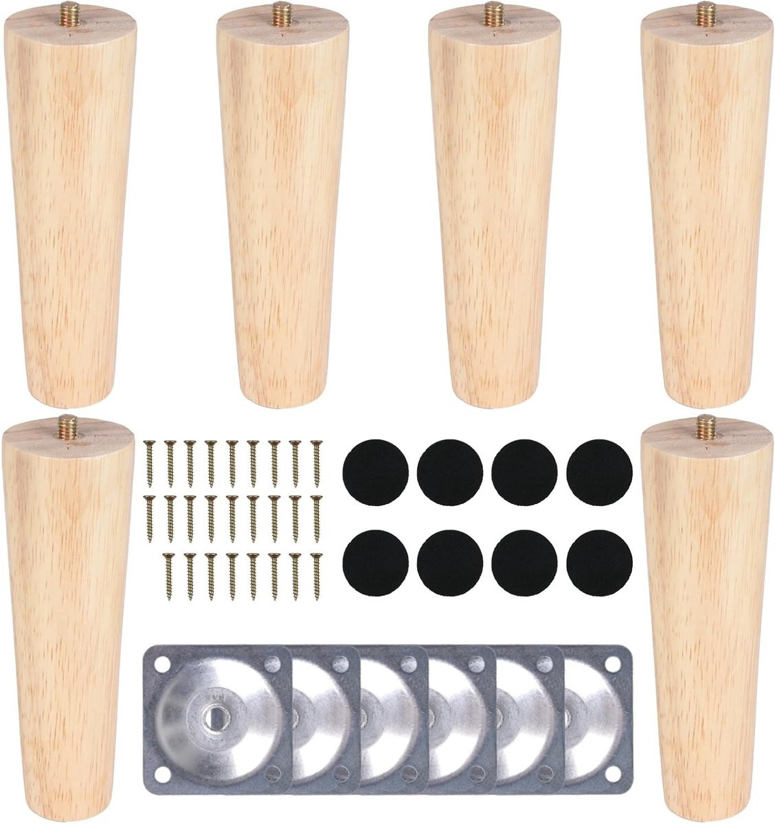 Set van 6 kleurrijke houten verticale cilindervormige tafelpoten van 15 cm voor meubels en decoratie