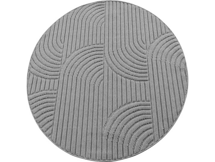 Tapis rond bouclés à relief arch gris 200x200cm