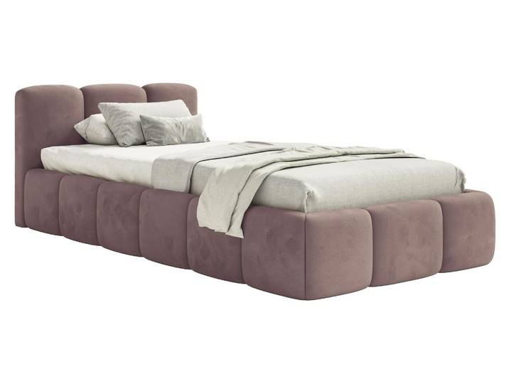 Selsey Cloudy Low – Polsterbett 90x200 cm, Samt Hellrosa