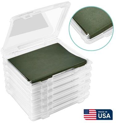 "Sorbus Set of 6 Thin Hanging File Organizer Bin, Interior 10""x12"" Clear Plastic Stackable for Document Storage"