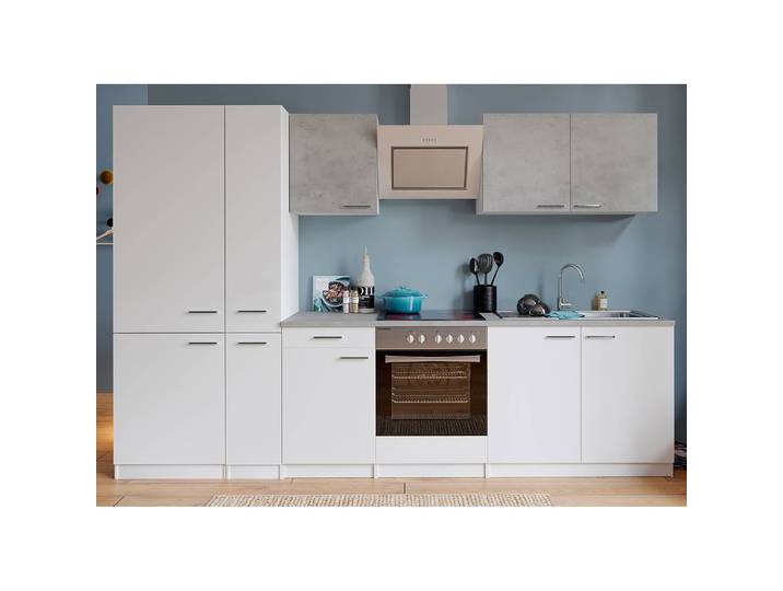 Cuisine Malia IV 300cm Blanc/Gris/Blanc