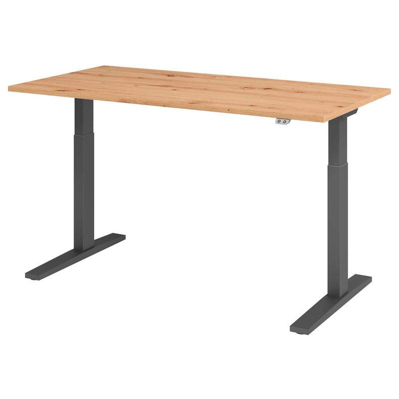 HAMMERBACHER VXMKA16/R/G elektrisch höhenverstellbarer Schreibtisch 70,0 - 120,0 cm - elektrisch Asteiche / grafit