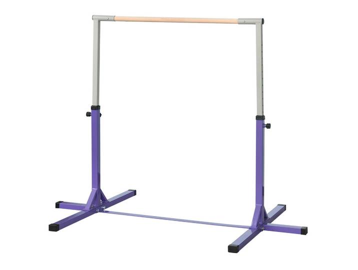 Homcom Gymnastik-Turnreck, Reckstange, 13-stufig verstellbar, bis 75 kg belastbar, Lila, Violett, Metall, 121x194 cm, Freizeit & Co, Gartenspielzeug