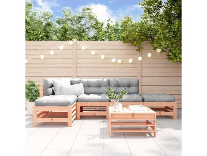 WDGJJFECNMUEHI Lattes Douglas massif terrasse modulable Brun 53.82 Salon de jardin 6 pcs bois massif Douglas, ensemble modulable avec canapé d'angle, table basse et repose-pieds pour terrasse,