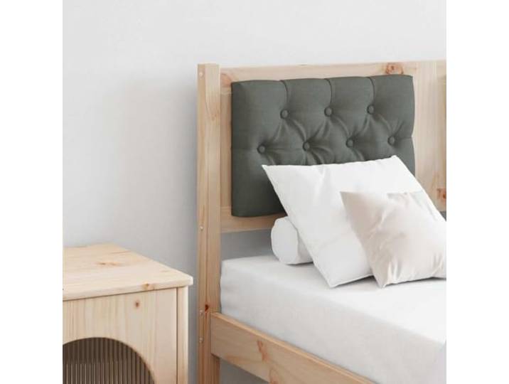 Holzbett Kopfteil aus massivem Kiefernholz, braun und dunkelgrau 120 cm, rechteckig, modernes Design, atmungsaktives Gewebe, einfache Montage