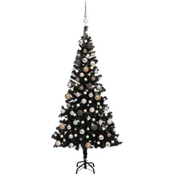 vidaXL Künstlicher Weihnachtsbaum Beleuchtung & Kugeln Schwarz 180 cm