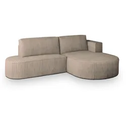ECKSOFA CORTIO P R-S Beige Kordstoff mit Schlaffunktion