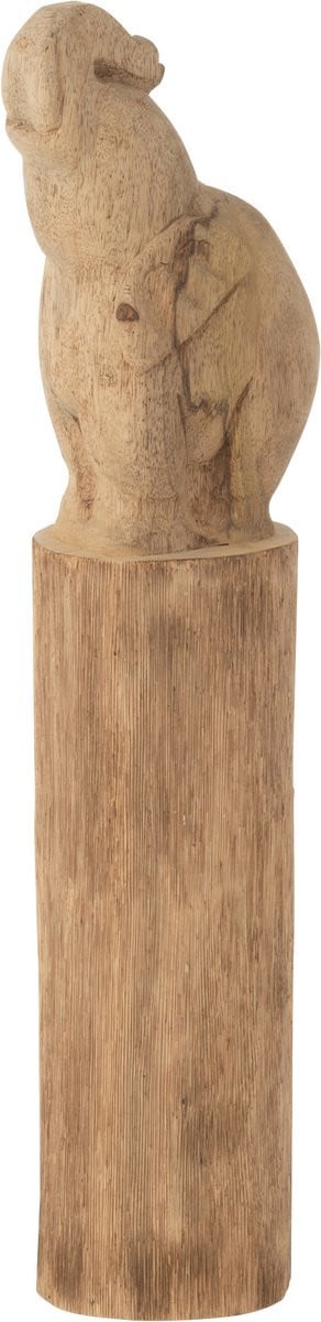 J-Line Decoratie Olifant op Boomstam - Hout - Naturel - Small