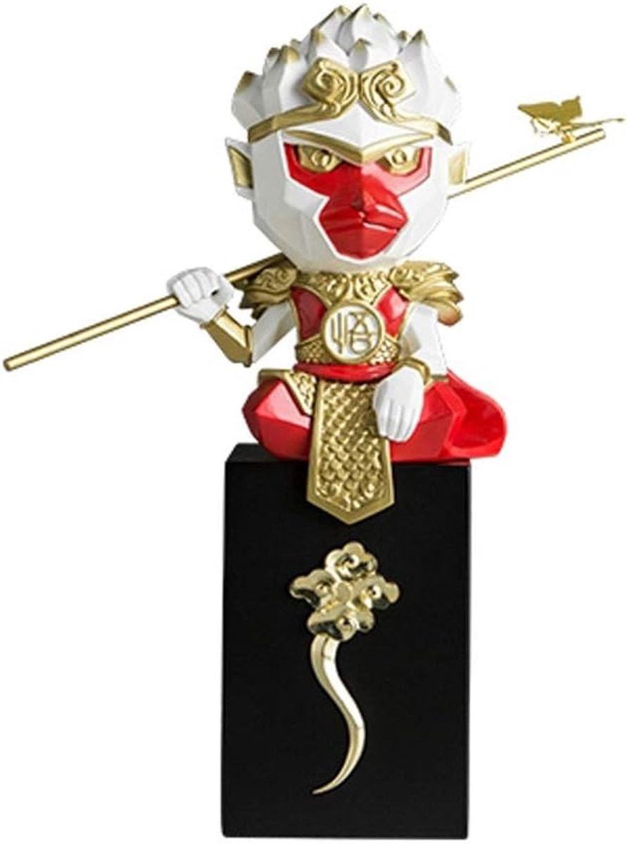 Handgemaakt Monkey King beeld voor huisdecoratie - Bruin - 34 x 26 cm