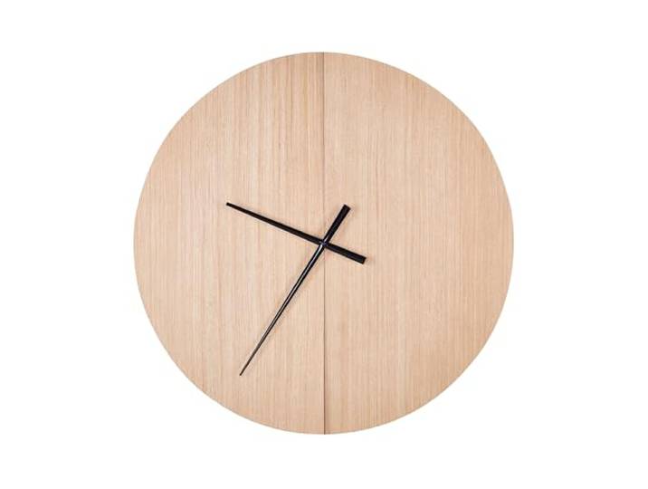 Beliani Wanduhr Heller Holzfarbton/schwarz rund ø 60cm ohne Ziffernblatt modern Cabic