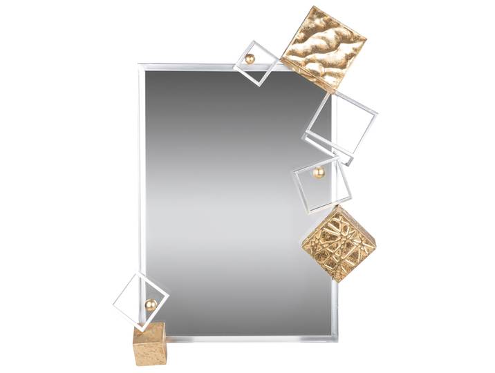 Wandspiegel GILDE Spiegel Cubes silberfarben , gold (goldfarben), B:64cm H:84,5cm T:9cm, glasspiegel, Spiegel, Wandspiegel