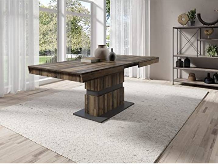 byLIVING Esstisch Matthew, Küchentisch 140 cm ausziehbar auf 195 cm Auszugstisch Old Wood-Optik grau, 140-195x90x75cm (LxBxH)