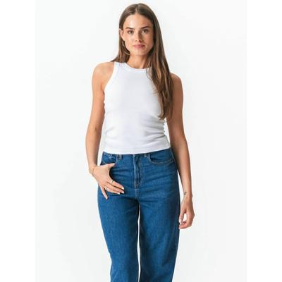 Funktionstop TEESHOPPEN "TEESHOPPEN Top Ribbed", Damen, Gr. Mx34, weiß, Obermaterial: 100% Baumwolle, Tops