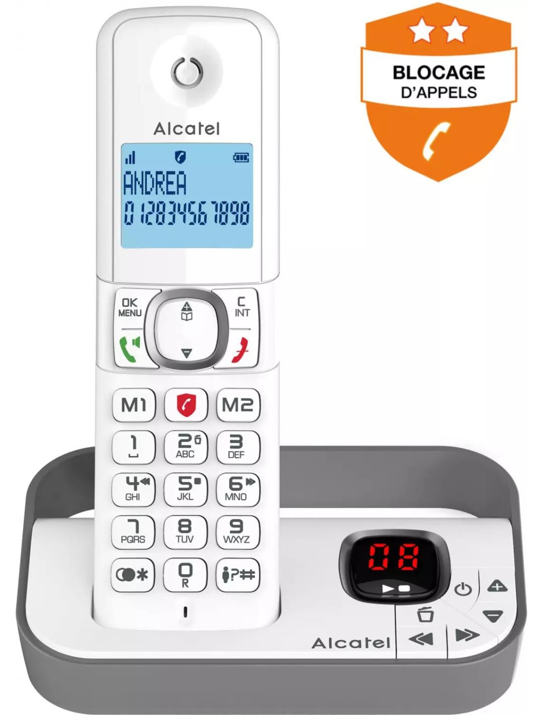 Alcatel F860 Voice Analoge telefoon met draadloze headset en luidsprekerfunctie, Wit