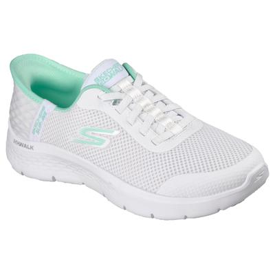 Slip-On Sneaker SKECHERS "GO WALK FLEX-GRAND ENTRY", Damen, Gr. 37, Textil, weiß (weiß, mint), Schuhe, Schlupfschuh, Slipper mit Slip-Ins Funktion