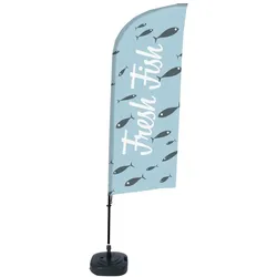 SHOWDOWN Displays Showdown Beachflag - Komplett-Set - Fresh Fish Englisch - Blau/Schwarz