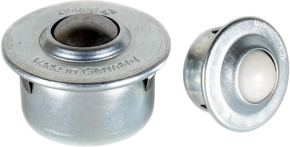 Kugelrolle mit Bund und Clip, Stahlkugel, Kugel-Ø 15,88 mm, Nutzlast 50 kg, ab 20 Stk Schulz Stanztechnik