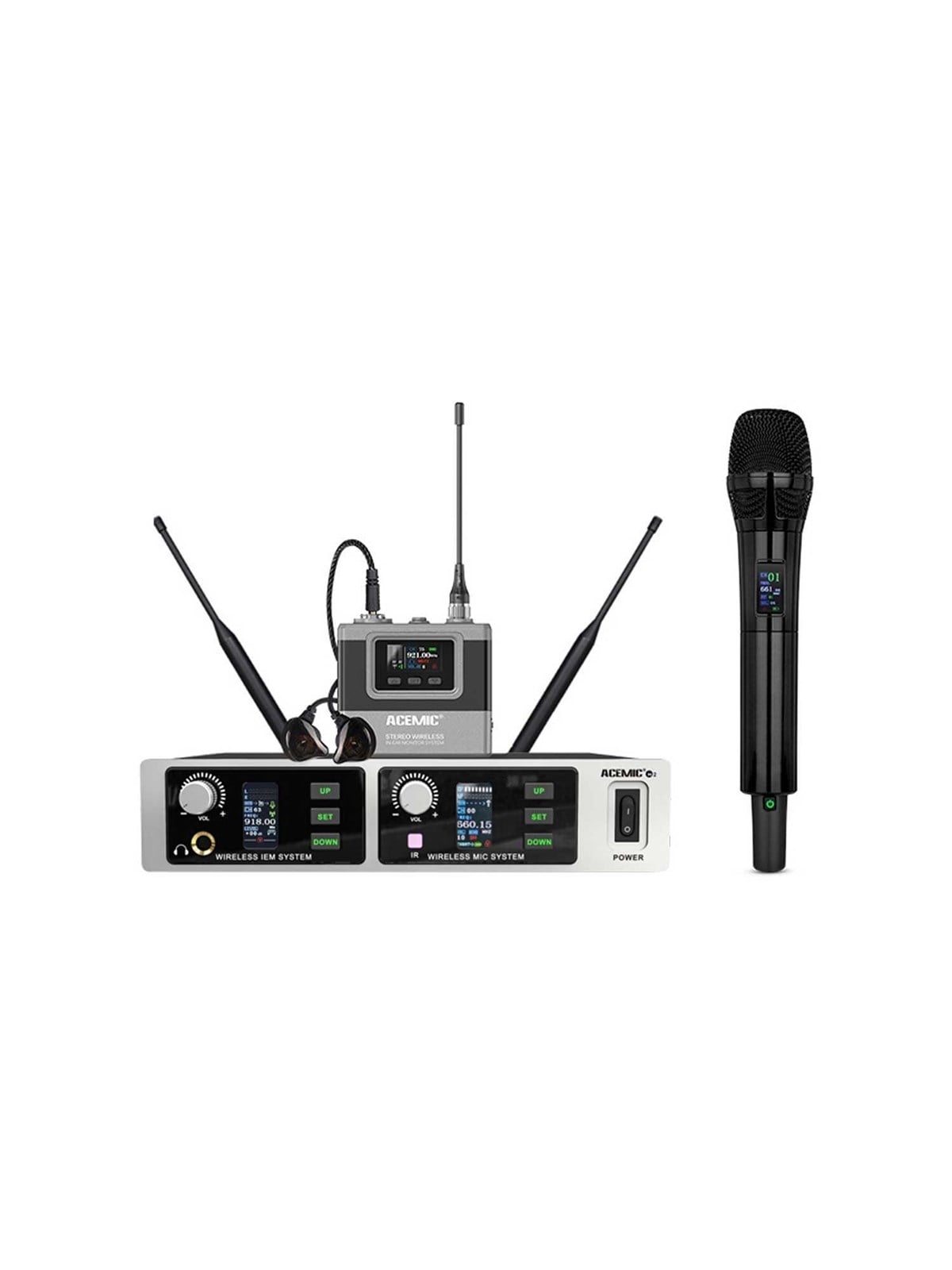 Acemic M2 - All-in-One drahtloses Mikrofon- & In-Ear-Monitor-System