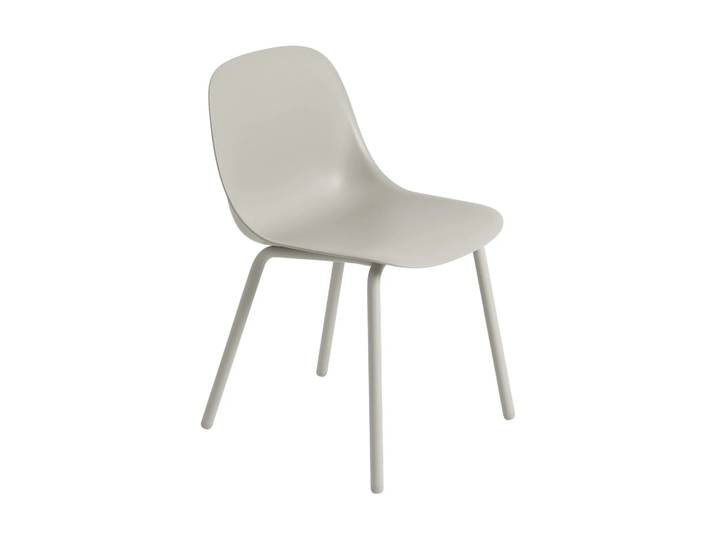 Muuto Fiber Outdoor side chair Stuhl mit Stahlbeinen Grey