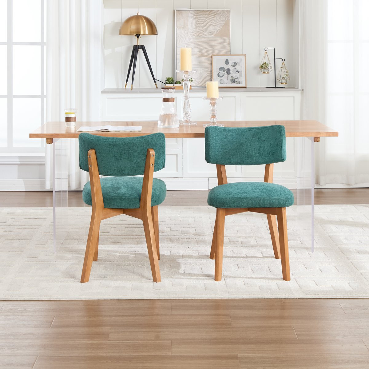 HAUSS SPOLE Eetkamerstoel - Gestoffeerd Design - Groen Hout