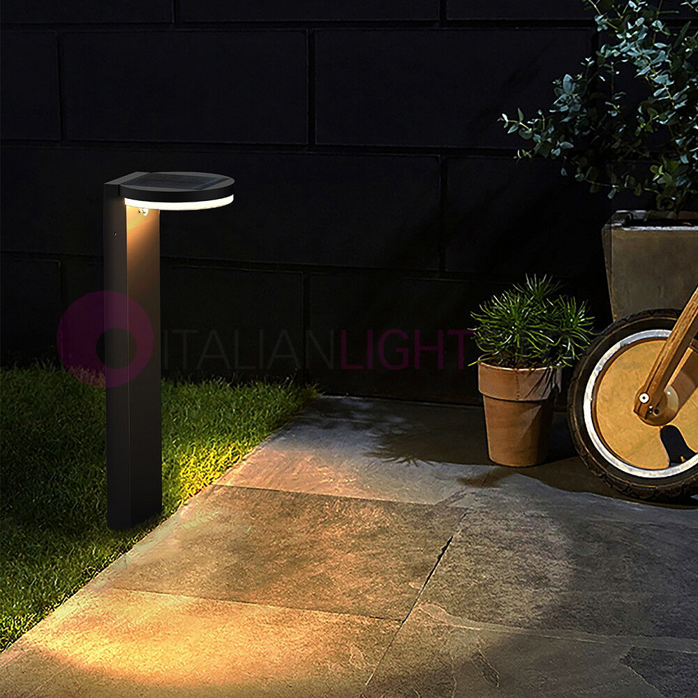Norma Antracite Lampione Solare A Led H. 65 Da Giardino Con Pannello Integrato Ip65