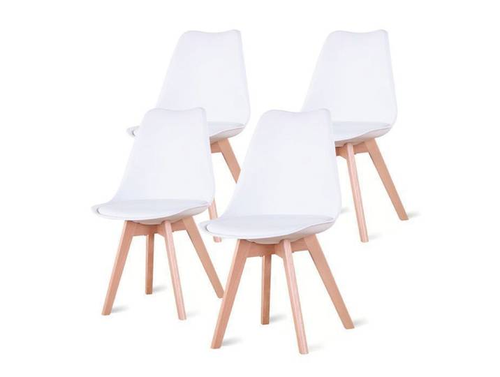Lot de 4 Chaises - DOWISDOLY - Chaises Scandinaves - Assise rembourrée - Ergonomique-L 49x P 42xH 83 cm (Blanc)