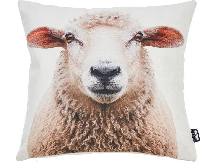 Dekokissen DONE. SHEEP , beige (beige, bedruckt), B:45cm H:1cm L:45cm, Polyester, Dekokissen_Sitzkissen_Kissenhüllen, Dekokissen, Extra weiche Haptik