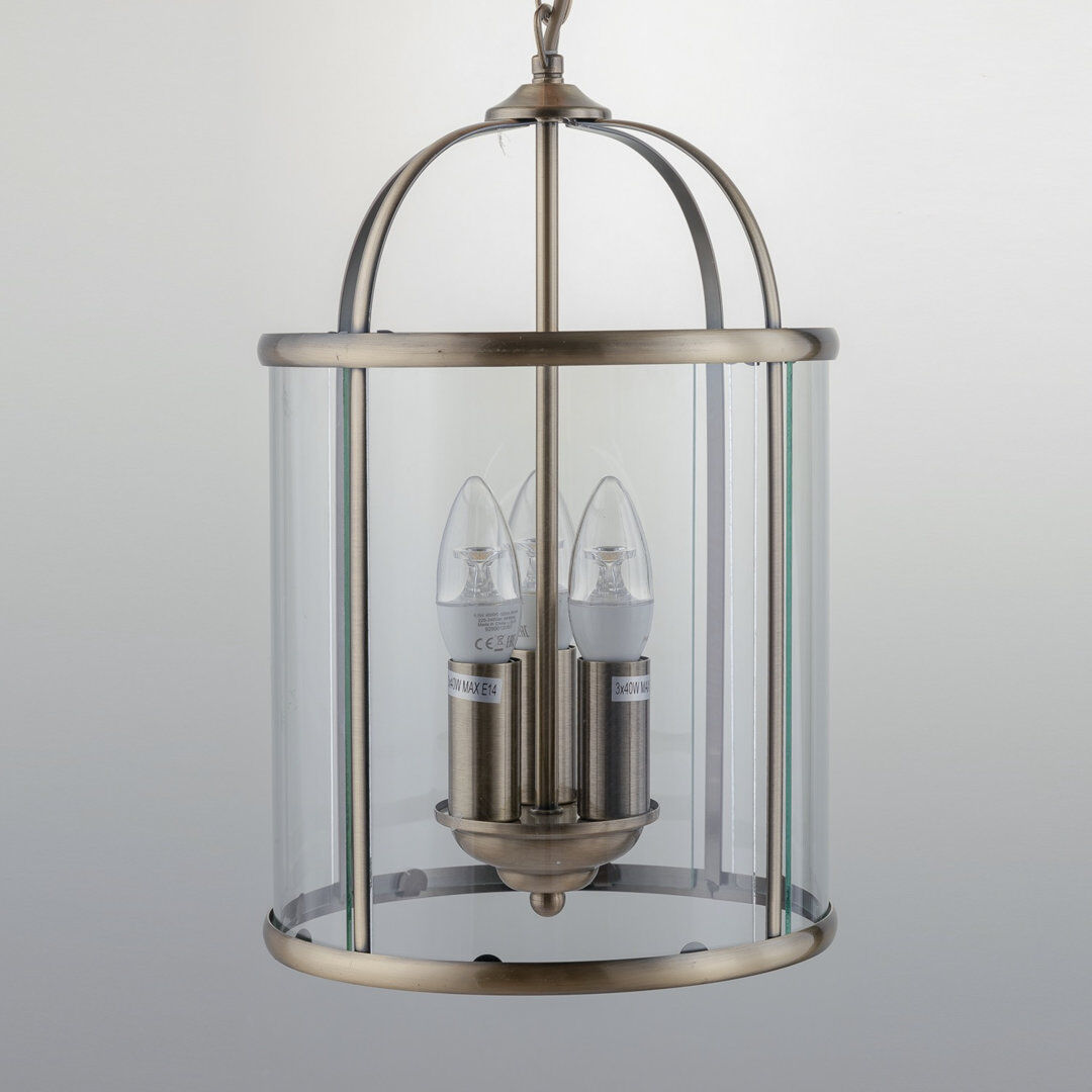 ClassicLiving Strasburg 3 - Light Lantern Pendant Antique Brass 40cm H X 24cm W X 24cm D
