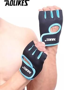 Uplift Picks AOLIKES Breathable Fingerless Weightlifting Gloves For Gym Fitness Powerlifting And Cycling Training blue m