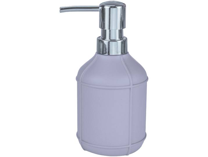 Seifenspender KLEINE WOLKE Adona , lila (lavendel), B:7,5cm H:16cm L:7,5cm, Bambus, Polyresin (Kunststein), Dosierspender, Seifenspender