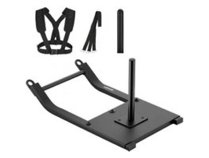 VEVOR Traîneau de Puissance Fitness Traction, Équipement d'Entraînement de Force, Vitesse et Explosivité avec Harnais, en Acier, Compatible avec Disques de 2,5 et 5 cm, pour Exercice Athlétique, Noir