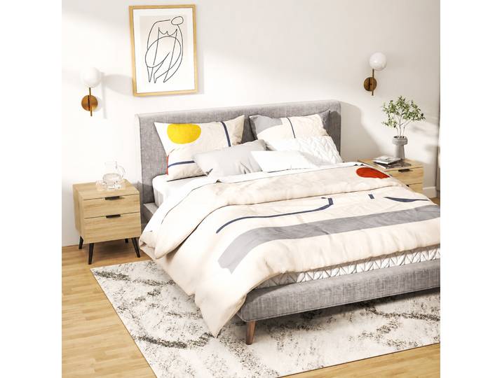HOMCOM Lot de 2 Tables de Chevet Modernes avec Tiroir Chêne