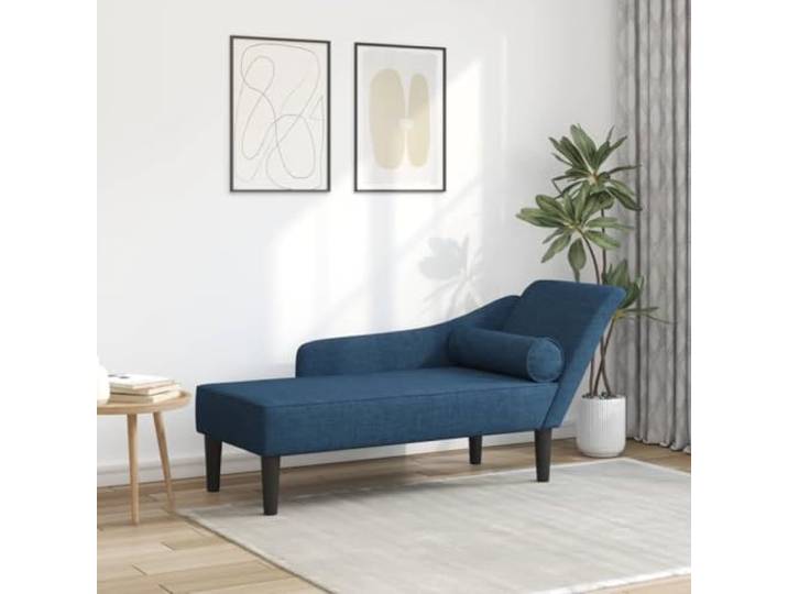 HKPWRBFG Chaiselongue Blau Recamiere mit Kissen, Stoff Liege 141x55.5x66.5 Hochelastischer Schaumstoff, Robuster Holzrahmen, Komfortabler Wohnbereich