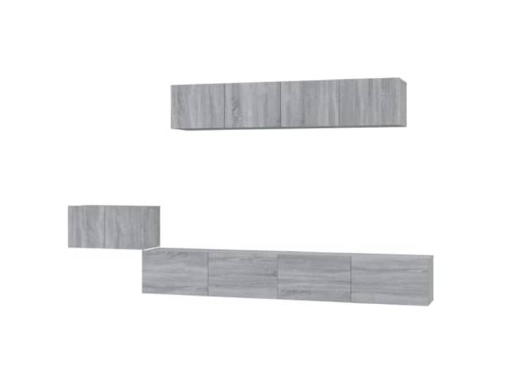LMTYOENFG 5-TLG TV Schrank Set Wandmontage Medienschrank Grau Sonoma Platzsparende Hängeboards für Wohnzimmer und Jugendzimmer, viel Stauraum mit Klapptüren für Multimedia-Zubehör.