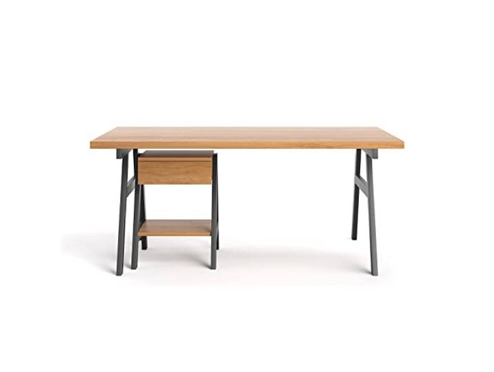 Danzz Industrieller Schreibtisch Arn aus Massivholz und Metall, im funktionalen und modernen Stil, 180x100x77 cm