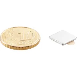 20 Quadermagnete aus Neodym, selbstklebend, vernickelt 10 x 10 mm | 1 mm, silber
