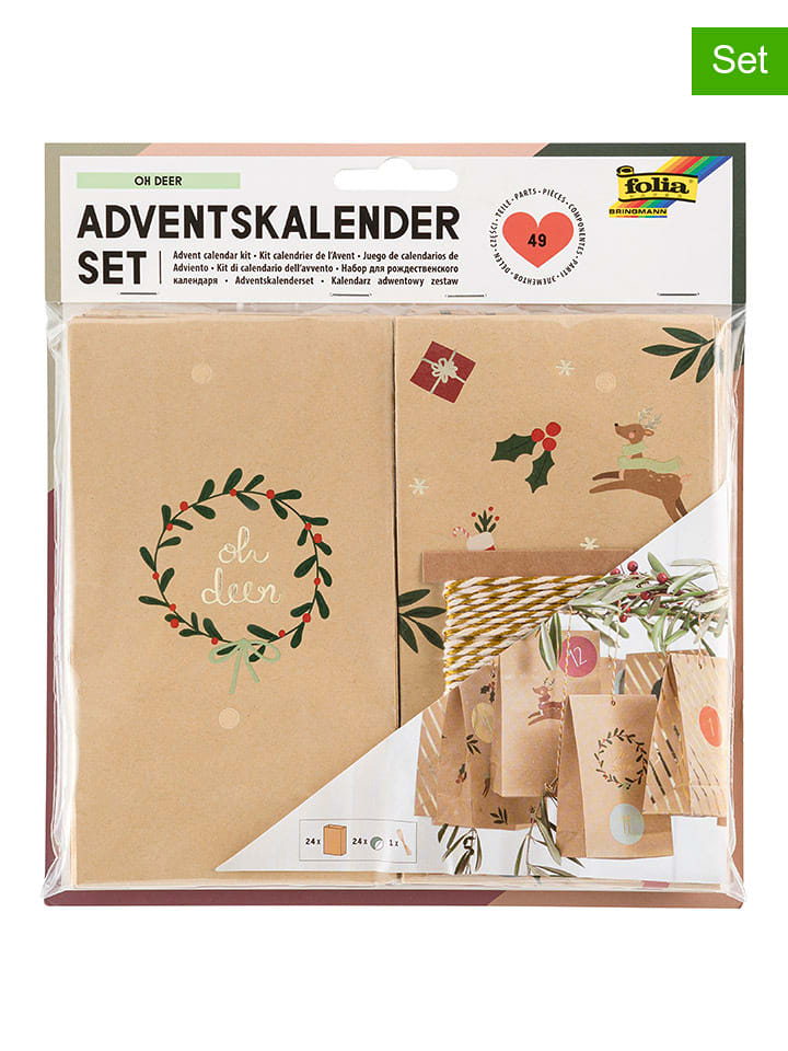 folia PAPER 49tlg. Adventskalender-Set "Oh Deer" in Beige - onesize