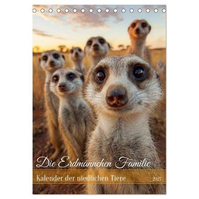 Die Erdmännchen Familie - Kalender der niedlichen Tiere (Tischkalender 2027 DIN A5 hoch), CALVENDO Monatskalender