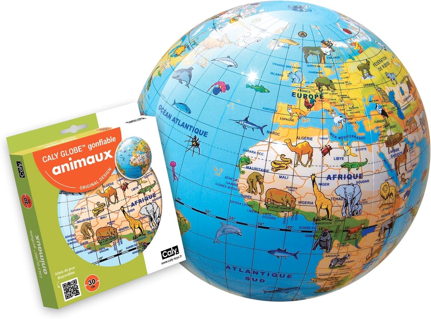 Globe gonflable de 30 cm - Animaux du monde (3 ans et +)   Calytoys