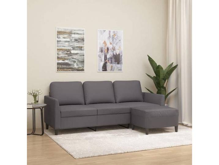 Fauteuil inclinable 3 Places Fonction Inclinable Gris en Similicuir