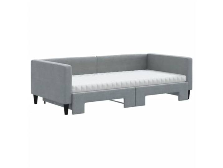 KTHLBRH Ausziehbares Schlafsofa hellgrau 100 x 200 Stoff 2 Schaumstoffmatratzen, Gestell aus Holz und Metall, 2 in 1 Schlafsofa, für Wohnzimmer und Schlafzimmer