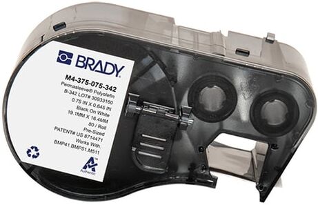 Brady M4-375-075-342 fita termoencolhível preto sobre branco 19,05 mm x 16,40 mm