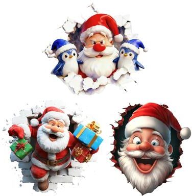 Lush Living Finds Winter Holiday Peel And Stick Funny Christmas Cartoon Decals, Home Decor Stickers c