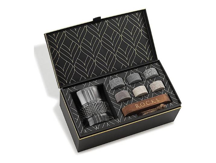LuxusKollektion Cocktail-Set Whiskey Geschenkset mit Granitsteinen & Gläsern