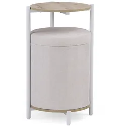 Couchtisch inkl. 2 Sitzhocker mit Stauraum Nestup 1 weiß / eiche hjh LIVING