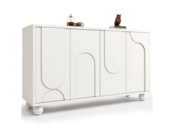 Modfu Kommode aus MDF 120x35x71cm in Weiß mit Kippschutz, 120x71x35 cm, Kleinmöbel, Kommoden, Kommoden
